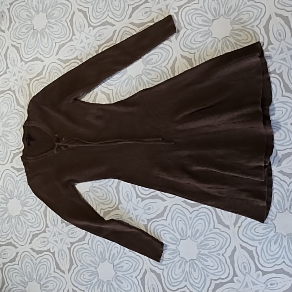 Womens Sweater dress Brown ribbed knit stretch FRAICHE by J sz S B79